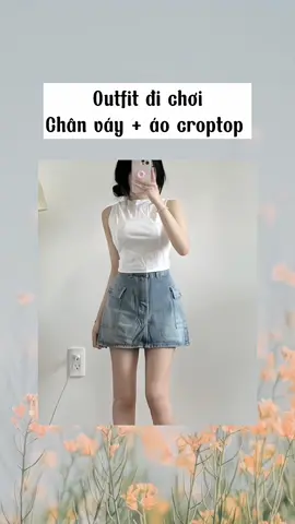 Chân váy mix croptop quá xinh lunn #outfit #xuhuong #tiktokshop #reviewlamdep #trending #chanvayjean 