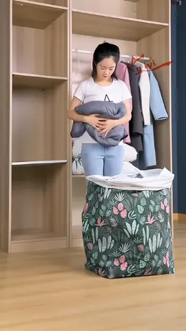 100L Large Capacity Laundry Basket Folding Storage Bag Drawstring Dirty Clothes Cotton Linen Cloth#Large capacity storage bag#Storage and finishing#Organize the closet