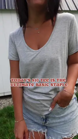 Ready to upgrade your basics game? I've got just the thing for you! Introducing our Scoop Neck Bralette Tee, the ultimate top to pair with those trendy bralettes you've been eyeing. Trust me, this deep neckline is all about making you look goooood!  So, what are you waiting for? Don't miss out on this must-have piece while it's deeply discounted!! #OOTD #musthaves #basicfit #basictee 