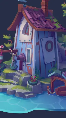 Sailorman House ! ⚓️ Based on the amazing concept of Natallia Vasilkova 🌿  . . #blender #blender3d #3dart #3d #cartoon #lowpoly #handpainted #diorama #house #3dartist #cute #substancepainter #unlit  #digitalart #handpaint #stylized #lowpoly #art #gameart