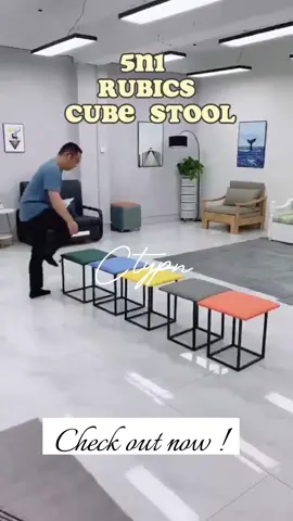 35*35 CM 5 N 1 RUBIC CUBE STOOL MULTIFUNCTIONAL LIVING ROOM SOFA CHAIR STACKABLE SHOE STOOL #5n1rubicscubestool #stools  #shoestool #multifunctionallivingroomsofachair #chair #5n1chair#fyp #fyp