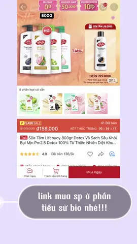 #dealshopee #sieusale15 Sữa Tắm Lifebuoy 800gr Detox Và Sạch Sâu Khỏi Bụi Mịn Pm2.5 Detox 100% Từ Thiên Nhiên Diệt Khuẩn chỉ 158k