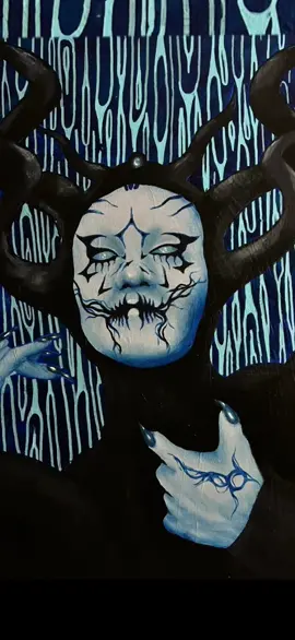 Portrait of Akira Oni, w reference from instagram #painting #artist #artistsoftiktok #horrorart #fyp #artwork #arttok #paintok #artstudent # #horrordrag #underpainting #makeup #grotesquefest #blue #veiny