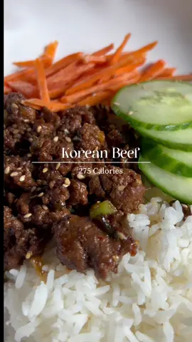 Korean Beef Bowl  Serving Size 4oz Calories 275 P: 21g C: 2g F: 17g Serving Per Recipe: 4 16oz Ground Beef  ½ tbsp Sesame Seed Oil  ½ tbsp Onion Powder  ½ tbsp Garlic Powder  ¼ cup Low Sodium Soy Sauce  1 tbsp Rice Vinegar  1 ½ tbsp Brown Sugar  1 tbsp Gochujang  1 tbsp Ginger (paste or powder)  ½ cup Green Onion (chopped)  Garnish with sesame seeds  To make the sauce combine soy sauce, rice wine vinegar, brown sugar, gochujang, and ginger. Mix all ingredients thoroughly and set aside. Season ground beef with black pepper, onion, and garlic powder. Heat your pan and add the sesame seed oil, cook ground beef, and drain excess fat. Mix in the sauce you made and then add in chopped green onions a cook on medium-low for 3-5 mins. Serve with rice or for a carb-free option make a stir fry in the same pot you made the beef.  #highproteinrecipes #healthyliving #macrofriendly #mealprep #mealprepideas #macrofriendlyrecipe 
