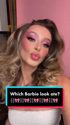 Which version of Barbie reeeally ate tho? #barbiegirl #barbiemakeup #barbieglam #modeltok #modeltiktok #whichone #barbietransformation #kenzlawren 