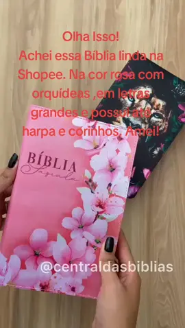 Olha Isso! Achei essa Bíblia Sagrada em letras grandes na cor rosa com orquídeas na Shopee#achadinhos #acheinashopee #shopee #olhaisso #bilblia 