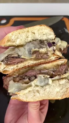 Mushroom Swiss Cheesesteaks #swisscheese #cheesesteak #sandwich #foryou #foodtiktok 