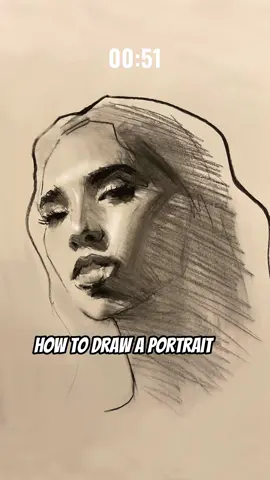 Here’s my process for how to draw a portrait using charcoal: 1️⃣ Loosely sketch out the guidelines for the face, remembering to keep the construction lines for the hair line, eye brows, eyes, nose, lips, and chin, all parallel to one another.   2️⃣ Begin adding some of the main features but still keeping your lines faint.   3️⃣ Once you’re more confident about the placement of the features, go over the details with darker marks. 4️⃣ Hatch over everything in the shadows. If you squint at the drawing, what is in shadow and what is not should be obviously separated. 5️⃣ Blend and refine edges. Any details lost need to be added in again, this time more accurately. 6️⃣ Highlights, tidy-ups and finishing touches  #drawing #art #arttutorial #howtodraw 