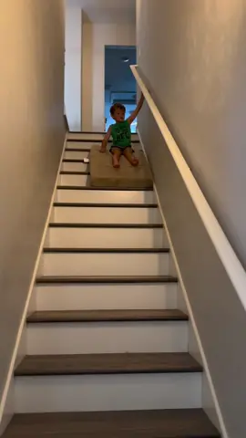 The way he discovered this by dropping his truck down the stairs, then pushed the bed down the stairs, then put a shoe on the bed and slid it down, then himself 🤣 #LifeOfGary #wee #kidlife #stairmaster #kidscomedy  