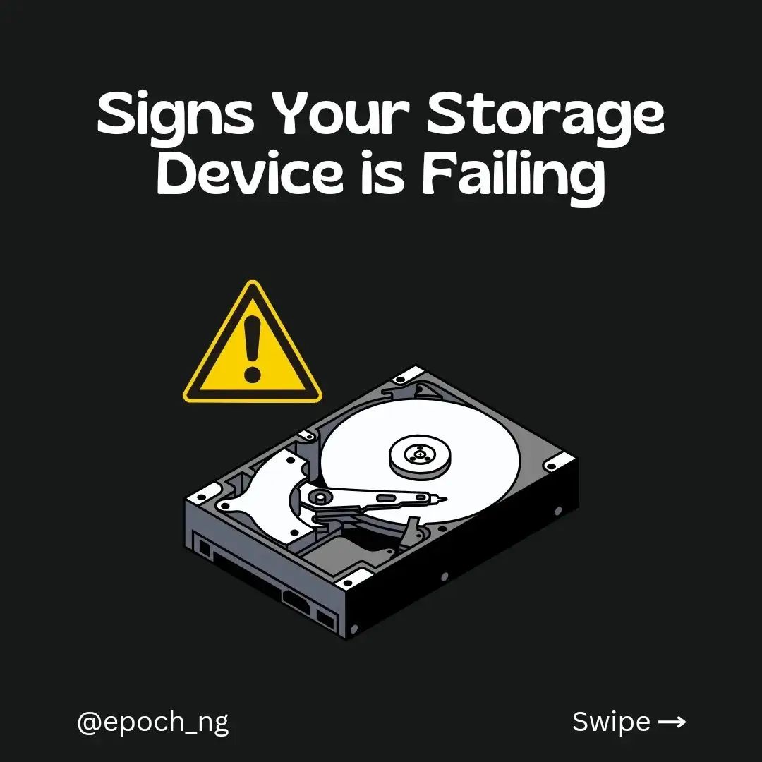 We share signs of a failing storage device with follow up solutions when experiencing a failing storage device. Like and follow @epoch_ng for more. #fyp #foryoupage #troubleshooting #storage 