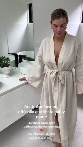 Ethically and sustaiblyade 100% linen bathrobes - link to shop in bio 💗 #fyp #capcut #smallbusinesscheck 