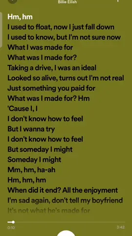 #whatwasimadefor #billieeilish #fulllyric #spotifyplaylist