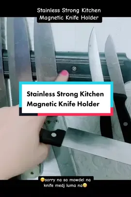 Stainless Strong Kitchen Magnetic Knife Holder #KitchenHacks #kitchenware #knifeholder #knifemagneticholder #stainlessstrongknifeholder 