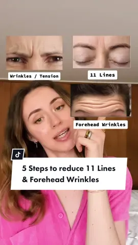 5 steps to reduce #11lines and #foreheadwrinkles ✨ #BeautyTok #allyoucanface #faceyoga #wrinkles #nobotox 