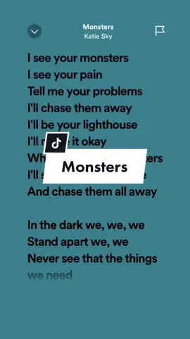 Monsters #katiesky #music #4u #monster #katieskymonsters #leohernandezlyrics_ #fypage #foryou #viral #fypシ #fyp #fy #musiclyrics #trending #sadness #songlyrics #trendingsongs #foryoupage #aesthetic 