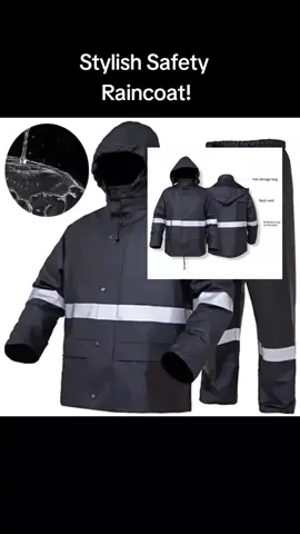 This safety Raincoat will keep you safe and stylish even while it rains! 100% waterproof, it even has reflective light strips to make you more visible during the night. The design also looks great! #safety #stylish #aesthetic #waterproof #raincoatgirl #raincoat 
