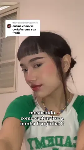 Replying to @nikolirios   perdao pela voz fanha 😓😓 #fyp #foryou #bangs #babybangs #franja #tutorial 