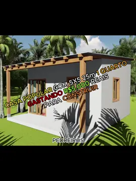 Gastando R$5.000 ,Casa com 1 Quarto 5x5 25m ideia de projeto, #casapopular #plantabaixa #construtor #kitnet #casapropia 