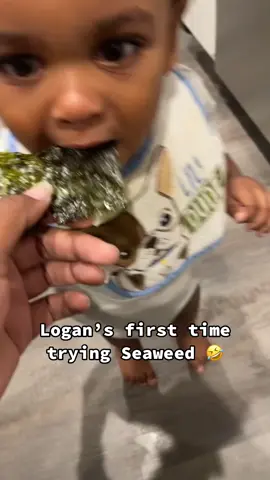 Giving my 14 month old seaweed for the first time 🫣. #seaweed #babiesoftiktok #babyledweaning #healthysnacks 