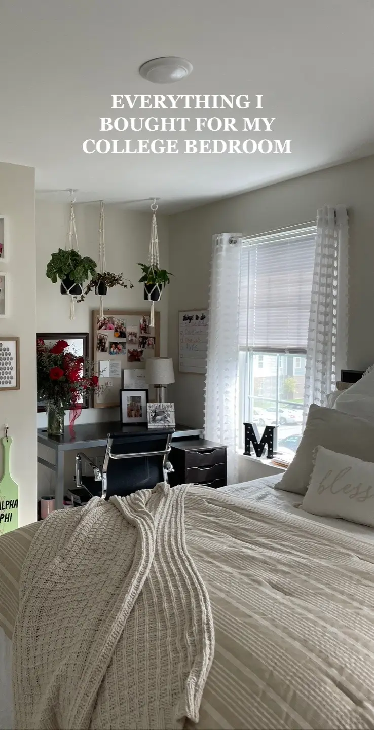 i love my college room & love that it wont go out of style any time soon!!  #college #collegebedroom #dormroom #dormroomdecor #collegedecor #nursingschool #apartmentdecor #collegeapartment 