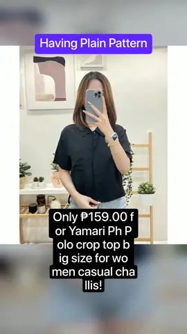 Only ₱159.00 for Yamari Ph Polo crop top big size for women casual challis! Don't miss out! Tap the link below #blouse #topblouseforwomen 