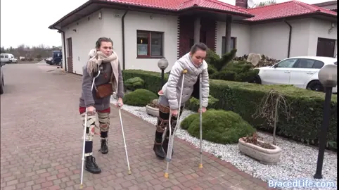 Two Fully Braced Girls II - Sara and Danielle in KAFO and CTLSO Braces #bracedlife #medical #brace #braces #KAFO #CTLSO 