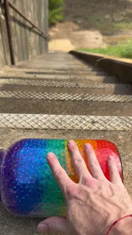 BOTTLES ON BIG STAIRS #asmr #asmrtiktoks #satisfying #asmrvideo #asmrsounds #satisfyingvideo #foryou #yeat #breakingbottles 