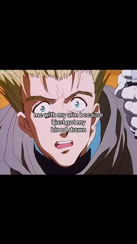 My  leG . .. . my leg ithurtswh y..WHY... tHERES SO MUCH PAIN IN MY LEG !  DID YOU SHOOT ME ? ?? DID YOU ACTUALLY SHOOT ME??? i cant BELIEVE THIS DID YOU REALLY SHOOT ME?? #fypシ #trigun #trigunanime #vash #vashthestampede #nai #millionsknives 
