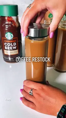 #ad  This summer has been super busy, and I love to have iced coffee on my way out the door - so here's my little secret for a quick pick me up. Restocking the fridge with my two favorite @Starbucks flavors: Espresso Americano Iced Coffee and Cold Brew Vanilla Sweet Cream #StarbucksAtHome #vanillasweetcream #coldbrew #icedcoffee #espresso #asmr