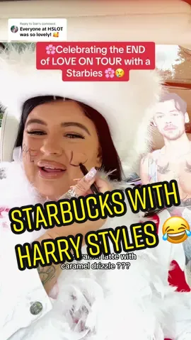 Replying to @Dan starbucks with Harry Styles at the drive thru 😂 im never emotionally gonna get over Love on Tour 😭😢💗✨ #starbucksdrivethru#starbucks#mimidarlingbeauty#stammer#stutter#harrystyles#hslot#loveontour#harrystylesdaylight#harrystylesvideos#harrystylestiktok#icedcoffer 