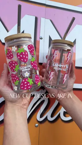 New Sammy Cups are HERE 🍓⚡️🪩 #cups #summercups #glasscups #smoothiebuisness #womenownedbusiness 