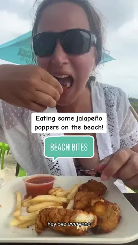 Eating some beach bites in st thomas! Jalapeno poppers, chicken tenders and fries! Yum! #foryou #MomsofTikTok #kids #toddler #lunch #food #Foodie #eating #Recipe #idea 