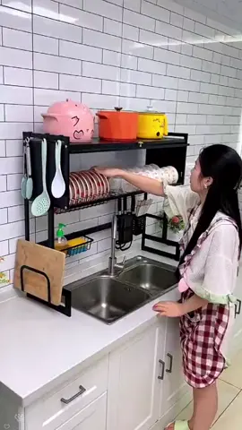 Escorredor de louças de 2 camadas sobre pia, organizador de balcão expansível multifuncional ganchos de prateleira de escorredor, com porta de armário #utilidadesdomesticas  #utensiliosdecozinha  #utensiliosdomesticos  #videoviral  #cozinhapratica  #piaorganizada  #casaorganizada 