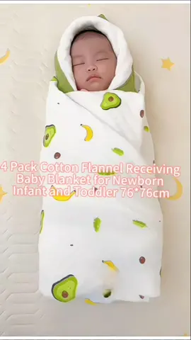 4 Pack Cotton Flannel Receiving Baby Blanket for Newborn Infant and Toddler 76*76cm#mommy first choice#For little angels#Baby Products#Pregnant women essentials#Dad recommends