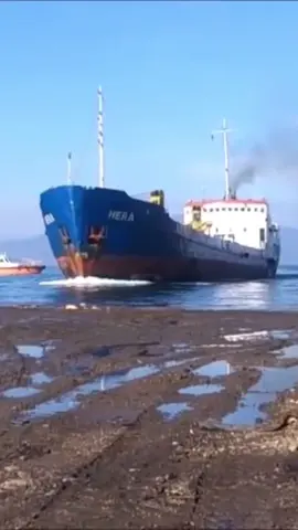 Ship crashing into shore #ship #viral 