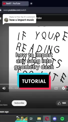 Replying to @Free Tay-K how to import music into geometry dash #geometrydash #gd #gaming #tutorial #drake #fyp #foryou #capcut