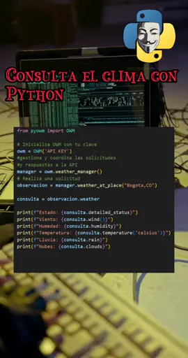 Consulta el clima con python. #python #programacion #aprendeprogramacion 