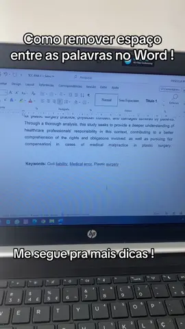 Dica rapida de como remover espaço entre as palavras no word. 🎓 #tcc #faculdade #dicas #estudantes #word #microsoftword 