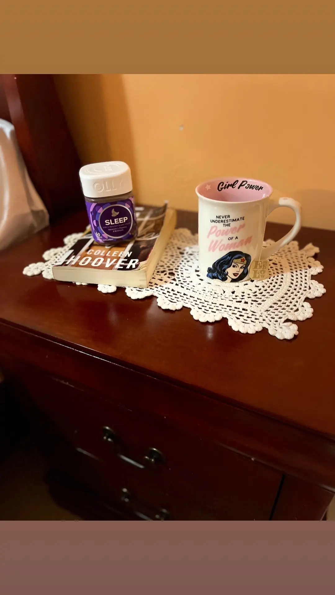 Nightstand ready!😊😴💤 Got all my bedtime essentials: Book, tea, and most importantly my olly sleep gummies! What does your nightstand look like? #ollywellness #ugc #ugccommunity #ugccreator #ugcexample 
