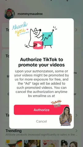 Authorize Tiktok to promote your videos 🤗❤ Maraming salamat😘 #tiktokaffiliate #trending #authorize #fyp #affialite #thankyou 
