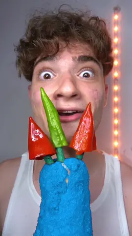 Giant Blue Spicy Corndog 🥵 #fyp #viral #spicy #challenge 