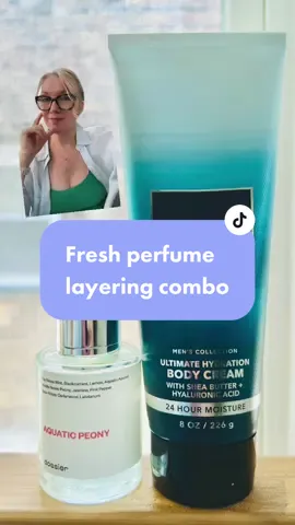 I think this is my favorite perfume combo at the moment #freshperfume #perfumetiktok #fragrance #summerperfume #fragrancetiktok #aquaticpeony #dossierperfumes #freshwater #perfumelayering #aquadigioia @Bath & Body Works @Dossier Perfumes 
