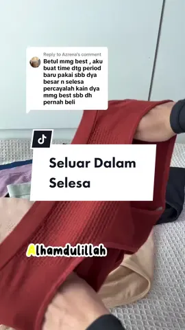 Replying to @Azrena Memang betul seluar dalam ni selesa, memeri yang penting sejuk lembut nak pakai hari2, terutama kalau datang bulan ni la pilihan utama weyy 🤣 #seluardalamkainlembut #seluardalamwanita #seluardalam #seluardalamplussize #panties #seluardalamcotton #seluardalamhoneycomb 