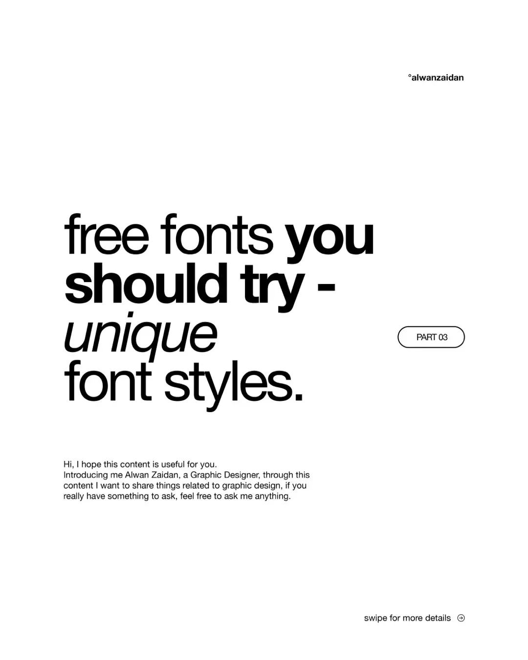 Here are font recommendation part 3! 💥 I’m giving you some unique styles this time, as there was another request for it! 🙌🏻 Hope you find this useful ✨ Save and share it for later 🤝🏻 #graphicdesign #designinspiration  #font #fontrecomendation 