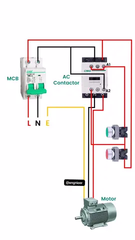 single phase motor connection with magnetic contactor & MCB wiring diagram #3ngnieer #Electrical #electronics #1millionviews #Technecians #unfreezemyacount #1millionaudition #electricalwiring 