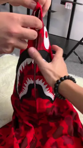 Amazing Red Camo Bape Shark hoodie came in!! #bape #bapehoodie #bapeshark #for#foryou#goodthing 
