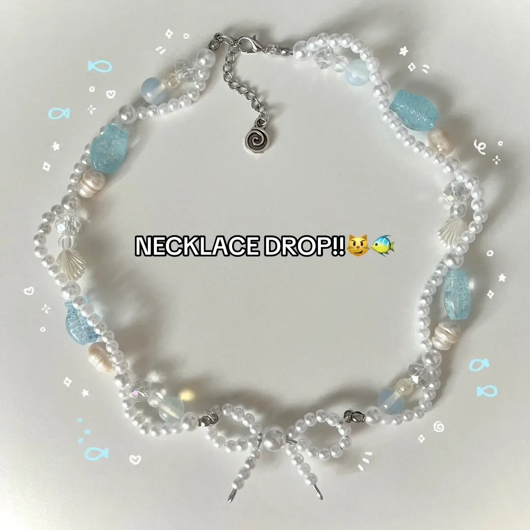 the doodles are so fun #fypシ #fyppppppppppppppppppppppp #SmallBusiness #smalletsyshop #supportsmallbusiness #shopdrop #beadedjewellery #beadednecklace #intertwinednecklace #fish #pearls #handmadejewelry 