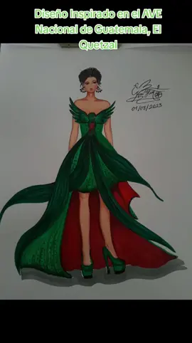 ¿Sabias qué? El Quetzal es sinónimo de libertad absoluta y belleza, estas aves no pueden estar en cautiverio ya que llegan a morir de tristeza al estar enjaulados.  Diseño Inspirado en el AVE Nacional de #guatemala el #quetzal #diseñodemoda #moda #parati #chapin #viral #foryou #tiktok #movimientosemilla 