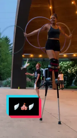 Theres nothing i love more than learning new #stilt tricks 🥹 Finally comfortable enough on my long legs to explore some more fun things ✨🤪  #stiltwalker #circus #hulahoop #circusperformers #cirque #performer #fyp #foryou #artist #hooptricks 