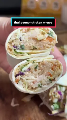 THAI CHICKEN PEANUT WRAPS USING @egglife egg white wraps egg white wraps 😍 #ad All you need is 👇🏻 For the wrap : - egg life egg white wraps (can be found in refrigerated section at Aldi, Whole Foods, Target, Kroger & more) For the Thai Peanut Sauce: - 2 tablespoons creamy peanut butter - 1 tablespoon soy sauce  - 1 tablespoon lime juice - 1 teaspoon rice vinegar - 1/2 teaspoon sesame oil - 1 clove garlic, minced - 1/4 teaspoon grated fresh ginger - 1/4 teaspoon garlic chili oil  - 2-3 tablespoons water (to thin the sauce) For the Chicken Filling: - 1 can (10-12 ounces) of canned chicken, drained and shredded - 1 cup shredded cabbage (I just use a bag of coleslaw for this) - 1/2 cup shredded carrots (coleslaw)  - 1/4 cup chopped fresh cilantro Instructions: 	1.	Prepare the sauce by mixing together peanut butter, soy sauce, lime juice, rice vinegar, sesame oil, minced garlic, grated ginger, and red pepper flakes in a bowl. Add water, one tablespoon at a time, until you achieve your desired sauce consistency. 	2.	In a separate bowl, combine the canned chicken, shredded cabbage or lettuce, and shredded carrots 	3. Spoon the chicken filling mixture onto the center of each egg life egg white wrap. 	4.	Drizzle a small amount of the prepared Thai Peanut Sauce over the chicken filling. 	5.	Add cilantro if desired. 	6.	Wrap tightly and roll.  So good and easy. If you guys try it tag me so I can see 😍 #egglifefoods #EasyRecipe 